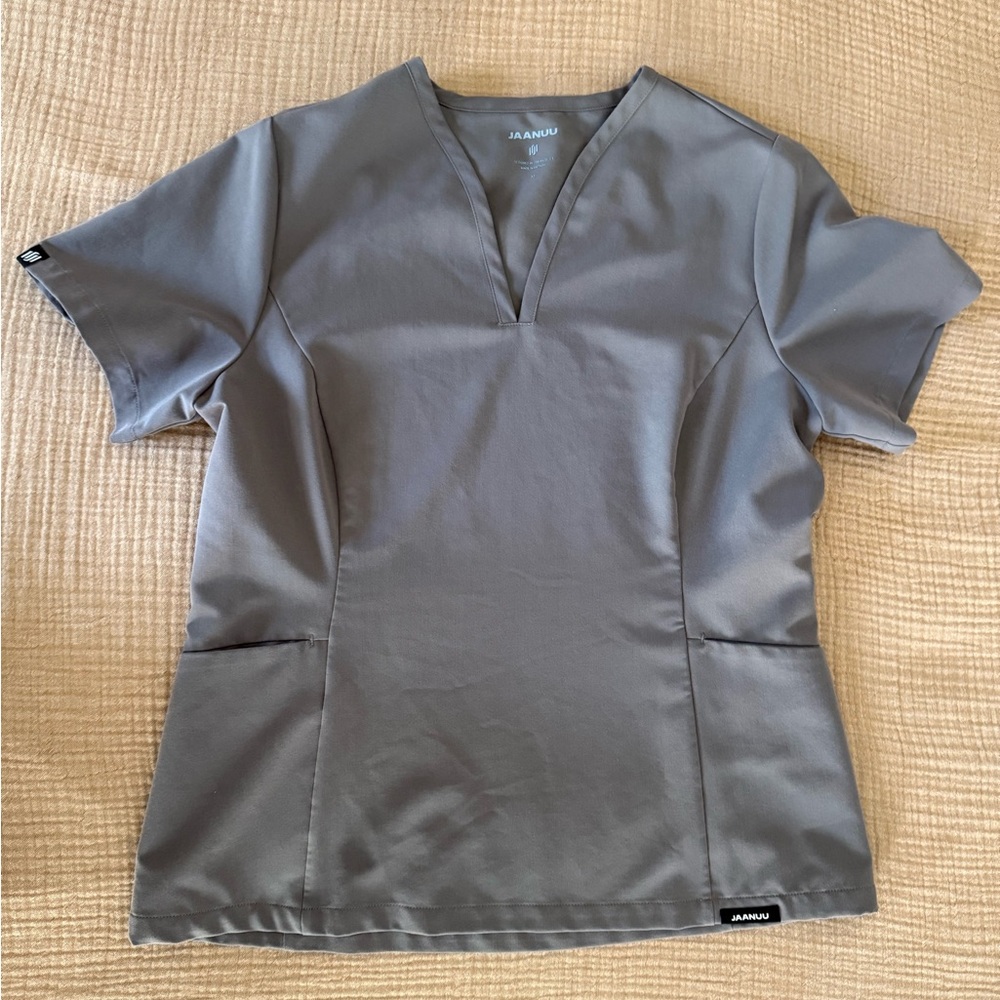 Jaanuu Slate Gray V-Neck Medical Scrub Top